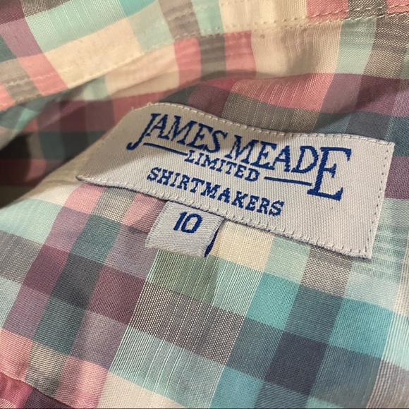 JAMES MEADE Pastel Plaid Button UpShirt - Retro Country Style - Size 10 - Picture 5 of 6